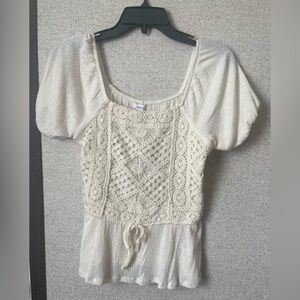 Thread and Clover Crochet Front Peplum Top